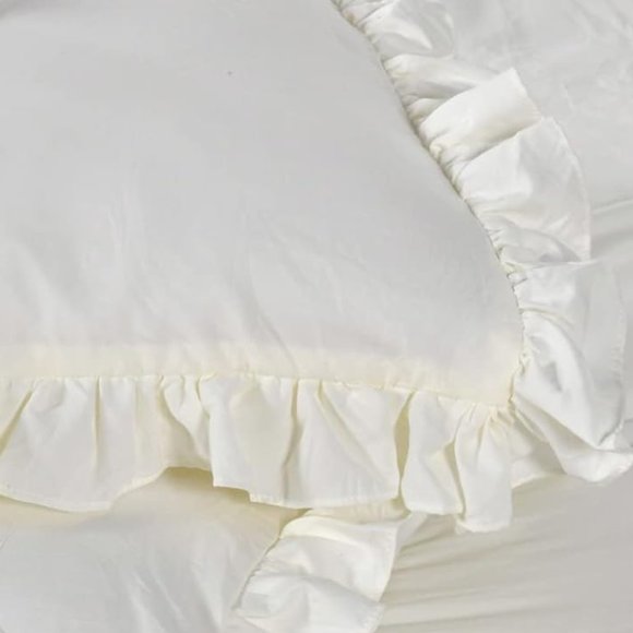 Ivory Queen Size Bed Comforter Set Cream French Shabby Chic Bedding Stone Washed - Picture 7 of 12